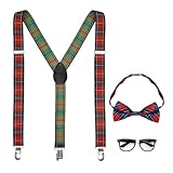 W WIDMANN MILANO Party Fashion 68551 - Verkleidungsset Nerd, Hosenträger, Fliege und Brille, College, Schüler, Schulmädchen, Karneval, Mottoparty