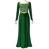 Cuzeolin Fiona Kostüm Prinzessin Fiona Kleid für Damen Langarm Grünes Samtkleid Elegantes Partykleid XL