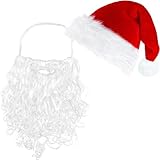 PVFZXS 2 Stück Weihnachtsmütze, Weihnachtsmann Kostüm, Weihnachtsmützen, Weihnachtsmann Bart, Nikolaus Kostüm, Bart Weihnachtsmütze mit Bart Erwachsene, Weihnachtsmann Kostüm