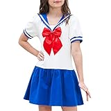 Sunny Fashion Mädchen Kleid Matrose Schuluniform Marine Passen Gr. 146