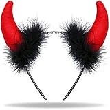 Teufelshörner Teufels Ohren Haarreif rot schwarz | Haarschmuck für Damen Herren & Kinder | Kopfschmuck zu Halloween | Kostüm Deko Accessoire für Fasching - Karneval Partys