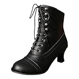 Damen Stiefel Vintage Viktorianische Stiefel Schnüren Gothic Renaissance Mittelalter Schuhe Mit Absatz Schwarz 39