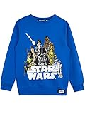 Star Wars Jungen Sweatshirt Darth Vader Chewbacca R2D2 Yoda Pullover Fur Kinder Blau 122