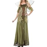 Halloween Kostüm Damen,Kostüm Halloween Elfe Cosplay Waldfee Prinzessin Kleid Sexy Einfarbig Pailletten Tube Top Frauen Waldfee Cosplay Kleid mit Flügeln Tinkerbell Kostüm Waldelfe Kleid