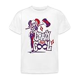 Spreadshirt Super Hero Girls Harley Quinn Hammer Kinder T-Shirt, 122/128 (7-8 Jahre), Weiß