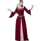 NET TOYS Burgfräulein Marian Kostüm Mittelalterkostüm Burgunderrot S 36/38 Mittelalterliche Königin Prinzessin Kleid Robin Hood Lady Kostüm Hofdame Burgdame Burgfrau