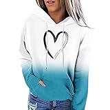 Kontra K Kleidung Lässiges Sweatshirt für Frauen, Hoodies, Trendiger Grafikdruck, Kordelzug, mit Kapuze, lässige Oberteile, lockere, langärmlige Bluse mit Tasche Kurze Sweatjacke Damen (Sky Blue, M)