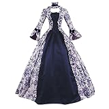2025 - Cocktailkleider für Damen, Übergröße, modisch, Gothic-Stil, Vintage-Midikleid, Croset, langes Flare-Ärmel-Partykleid in A-Linie Ryuko-Matoi-Cosplay-Kostüm (Dark Blue, XXXL)