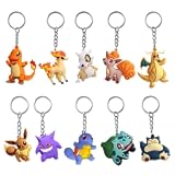 FAINCA Schlüsselanhänger, 10 Stück Silikon Schlüsselringe, Niedlich Anime Schlüsselbund, Personalisierter Schlüsselanhänger, Schlüssel Anhänger, Schultasche Decor Keychain