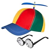 YHNMMNO Propeller Mütze，Bunte Propellermütze，Hubschraubermütze，Baseball Cap mit Idioten Brille für Erwachsene & Kinder ，Propeller mütze für Karneval Mottoparty Partys Cosplay ，Größenverstellbar