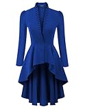 SCARLET DARKNESS Viktorianisch High Low Jacke Damen Cosplay Show Festlich Coat Winter Warm Weihnachten Mäntel Königsblau M