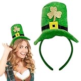 Bipl St Patricks Day Hut Haarreif, Grün Glitzernde Kleeblätter Haarreifen, Irland Weicher Mini-Hut Haarreif, Grün-Schwarz, für Irisches Kostüm, Patricks Day, Karneval Mottoparty Deko Accessoires