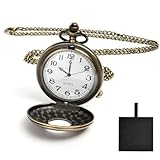 Vicloon Vintage Taschenuhr, Retro Quarz Taschenuhr, mit Geschenkbox, Taschenuhr mit Kette, Retro Taschenuhr Herren mit Kette, Taschenuhr für Männer Frauen Vater Opa Geburtstag Jahrestag