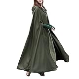 JLTPH Damen Herbst Winter Maxi Lose Umhang mit Kapuze Mantel Poncho Kap Strickpulli Longstrickjacke Trenchcoat Outwear(Armeegrün，XL)