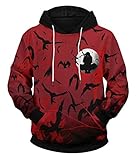QYIFIRST Herren Damen Anime Kapuzenpullover Sweatshirt Uchiha Itachi Cosplay Kostüm mit Taschen Rot EU Size XXL