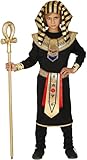 FIESTAS GUIRCA Ägyptischer König Pharao Schwarz Goldenes Jungen Kostüm Alter 7-9 Jahre inklusive Kopfbedeckung, Hemd mit Halsschmuck und Gürtel, Hose |Für Karneval/Fasching oder Halloween