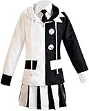 HuSang Monokuma Cosplay-Kostüm, schwarz-weißer Bär, Anime-Schuluniform, Outfit (Damen (Mantel + Rock), Größe M)