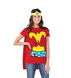 Rubie's Offizielles Wonder Woman T-Shirt-Set für Damen, Kostüm für Erwachsene, Größe S Halloween