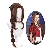 SEIZIS 2022 Cos Wig Spiel Final Fantasy VII Aerith Gainsborough Perücke Cosplay Mädchen Perücke 100Cm Zopf Frauen Lockiges Haar Wellige Pony Perücke