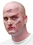 Maskworld 3-teiliges Wunden-Set - Latex-Applikation - Narben-Set mit Hautkleber und Kunstblut - Kostüm-Zubehör für Halloween, Karneval & Horror-Party