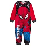 Marvel The Official Spiderman Onesie for Boys Fleece All in One Kids Pajamas Pjs Zipped Loungewear, rot, 7-8 Years