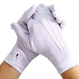 Weiße genähte Handschuhe für formelle Smokings, Schmuck-Inspektion, 2 Paar (Nylon 25,4 cm)