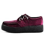 T.U.K. Shoes Damen Burgunder Samt Hohe Sohle Viva Creeper 38 EU