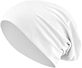 Jersey Baumwolle elastisches Long Slouch Beanie Unisex Mütze Heather in 35 (3) (White)