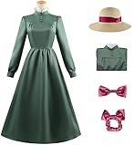 Windskids Sophie Kostüm Damen Cosplay Anime Howl Moving Castle Sophie Vintage Langarm Kleid mit Hut Kopfbedeckung Set für Halloween Karneval Party Geburtstag Maskerade Performance Verkleidung