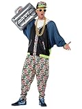 Smiffys 80er Jahre Hip Hop Kostüm, Gemustert, mit Jacke, Hose & Kopfbedeckung