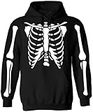 Mainfini Männer Skelett Sweatshirt Entspannt Schädel Gerippte Bündchen Halloween Hoodie Komisch Jack O Laterne Kostüme Schwarz M