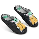 Disney Star Wars Hausschuhe Herren, Grumpy & Baby Yoda Slipper Herren, Jungen & Teenager - Star Wars Geschenke für Männer (Schwarzes Baby Yoda, 45 EU)