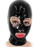 MFMYEE Bondage Latex maske,BDSM-maske Fetisch Kopfhaube Latex Cosplay Reißverschluss hinten,Offene Augen Mund Gesichtsabdeckung