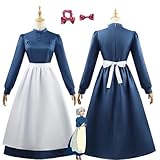bbganlian Anime Howl's Moving Castle Sophie Maid Cosplay Kostüm Outfit Rollenspiel Uniform Kleider Komplettes Set Halloween Party Karneval Dress Up Anzug für Frauen Mädchen (XXXL)