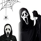 Ayizhiniu Scream Ghost Maske, Halloween Ghostface Maske, Ghostface Maske Scary Movie, Latex Scream Maske, Geeignet für Halloween Party Grusel Requisiten