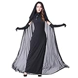 Myir Halloween Kostüm Damen Geister Schwarze Geisterbraut böse Königin, Karneval Ausführen Kostüme Erwachsene Vampir Lange Kleid Horror (Schwarz, Large)