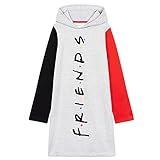 FRIENDS Oversize Hoodie Kleid, Pullover Mädchen 100% Baumwolle, Schwarzer Hoodie Mädchen Lang, Süsse Herbst Kleid Kinder und Teenager 7-14 Jahre (Grau, 13-14 Jahre)