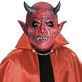 CreepyParty Halloween Teufels Maske Böse Masken Latex Vollkopf Realistische Masken Dämon Unheimlich Kostüm für Karneval Kostüm Geburtstagsfeier