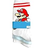 Primark Limited 3er-Pack Socken Super Mario und Luigi, weiß und blau, für Damen, Größe 37-42, Weiß/Blau, 37-42