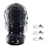 Bondage Maske mit Dildo Mund Gag 3 Schloss Einstellbar SM Kopfmaske für Paar Fetisch Sexspielzeug Roluck (L)