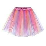 Röcke Damen Tüllrock Retro Hohe Taille Tutu Rock Elegant Ballettrock Tüll 50er Tutu Unterrock Blase Petticoat Tütü Minirock Elastischen Reifrock (B-Pink-Taille 50-110cm Rocklänge 40cm, One Size)