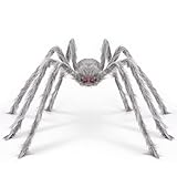 Halloween Deko Outdoor Große Spinne:50'' Gruselige Spinnen Garten Horror Dekorations, Halloween Riesenspinne für Spinnennetz Tischdekoration Party Tür und Fenster Zubehör Aussen Accessories