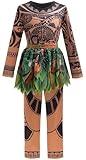LCXYYY Maui Kostüm Jungen Cosplay Moana 2 Halbgötter Maui Top und Hose Outfit Halloween Weihnachten Karneval Geburtstag Festkleid Verkleidung für Kinder Alter 2-11 Jahre