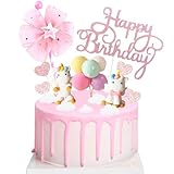 AODIGEGE Einhorn Tortendeko Geburtstag Macaron Kuchen Deko Torte Topper Einhorn, Regenbogen, Geburtstagsbanner für Kinder Mädchen Junge