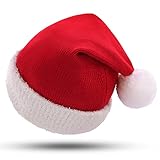 KONVINIT Weihnachtsmütze für Baby Nikolausmütze Kleinkind Warm und Gemütlich Rot Gestrickte Weihnachtsmann Mütze Santa Clause Mütze Kinder 0 1 2 3 4 5 Jahre,80