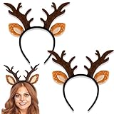 2 Stück Rentier Haarreif Erwachsene Kinder,Geweih Haarreif Haarreifen Weihnachten Reh Haarreif Weihnachts Accessoires Haarschmuck für Weihnachten Kostüme Zubehör Cosplay Karneval Party