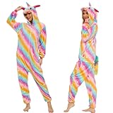 JONRRYIN Unisex Pyjama Jumpsuit, Costume Onesie Pyjamas Erwachsene, Pyjama Tier Kostüm Einhorn Damen Mädchen Männer Herren, Animal Outfit Pyjamas, Schlafanzug Flanell Karneval Tierkostüm Erwachsene