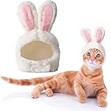 Osterkostüm für Katzen, lustiges Katzenoutfit, einstellbare Größe, Häschenkostüm für Katzen und Welpen, Hasenohren für Oster-Cosplay