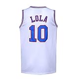 THOOO Herren Basketball Jersey # 10 Lola Space Jam Movie Shirts Mittel Weiß