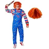 Morph Kostüm Herren, Halloween Kostüm Herren, Killer Puppe Kostüm Herren, Mörder Puppe Kostüm, Halloween Puppe Kostüm - L